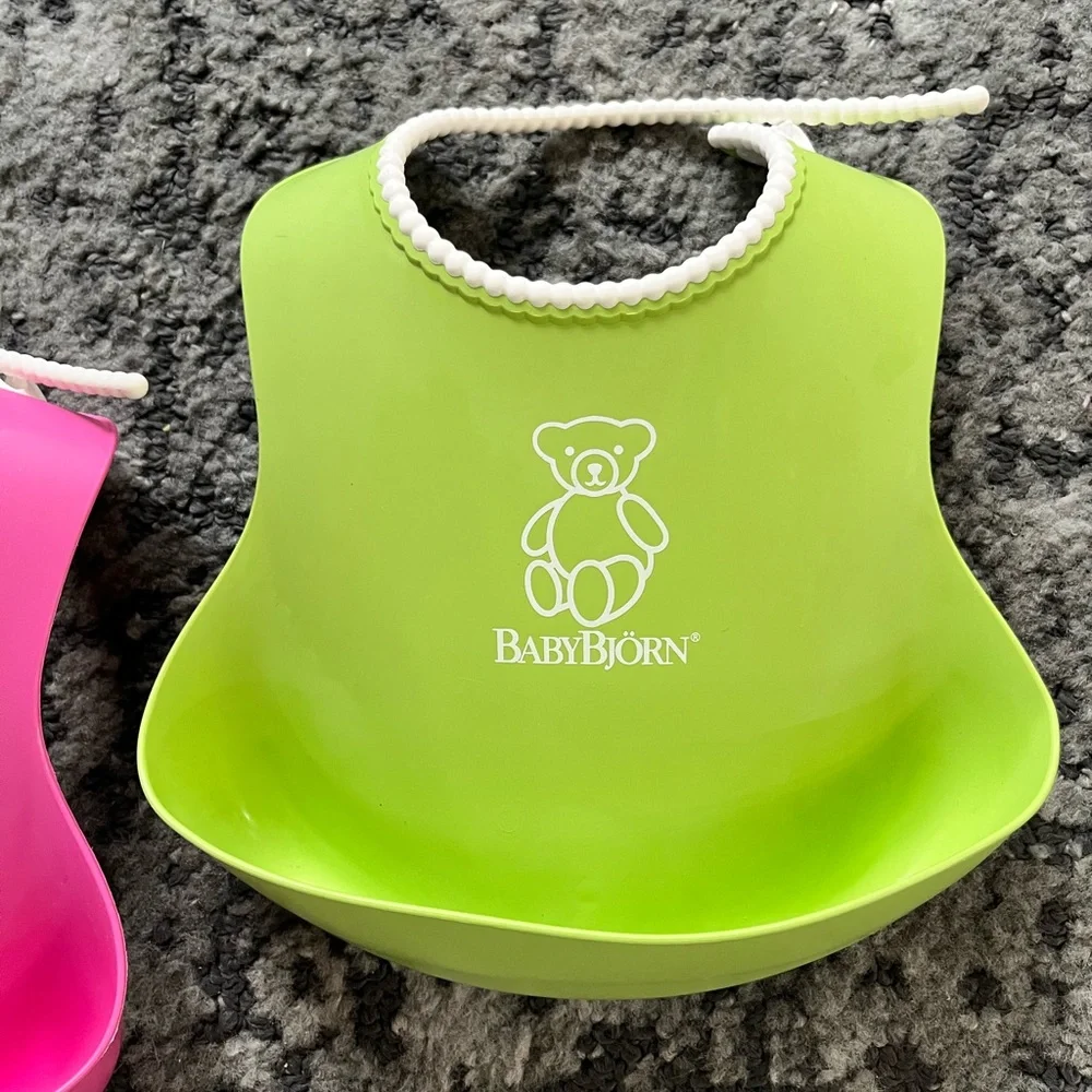 Baby Bjorn Pink and Green Soft Bib Set of 2
